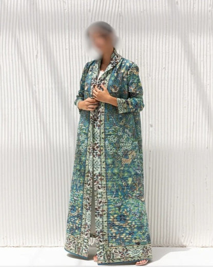 A  Pleated robe print cardigan women's clothing