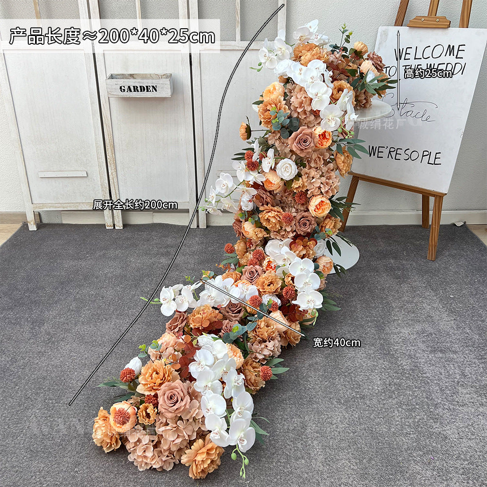 A wedding trailing flower arrangement engagement banquet simulation silk flower finished decorative flower arrangement peacock tail wedding flower arrangement