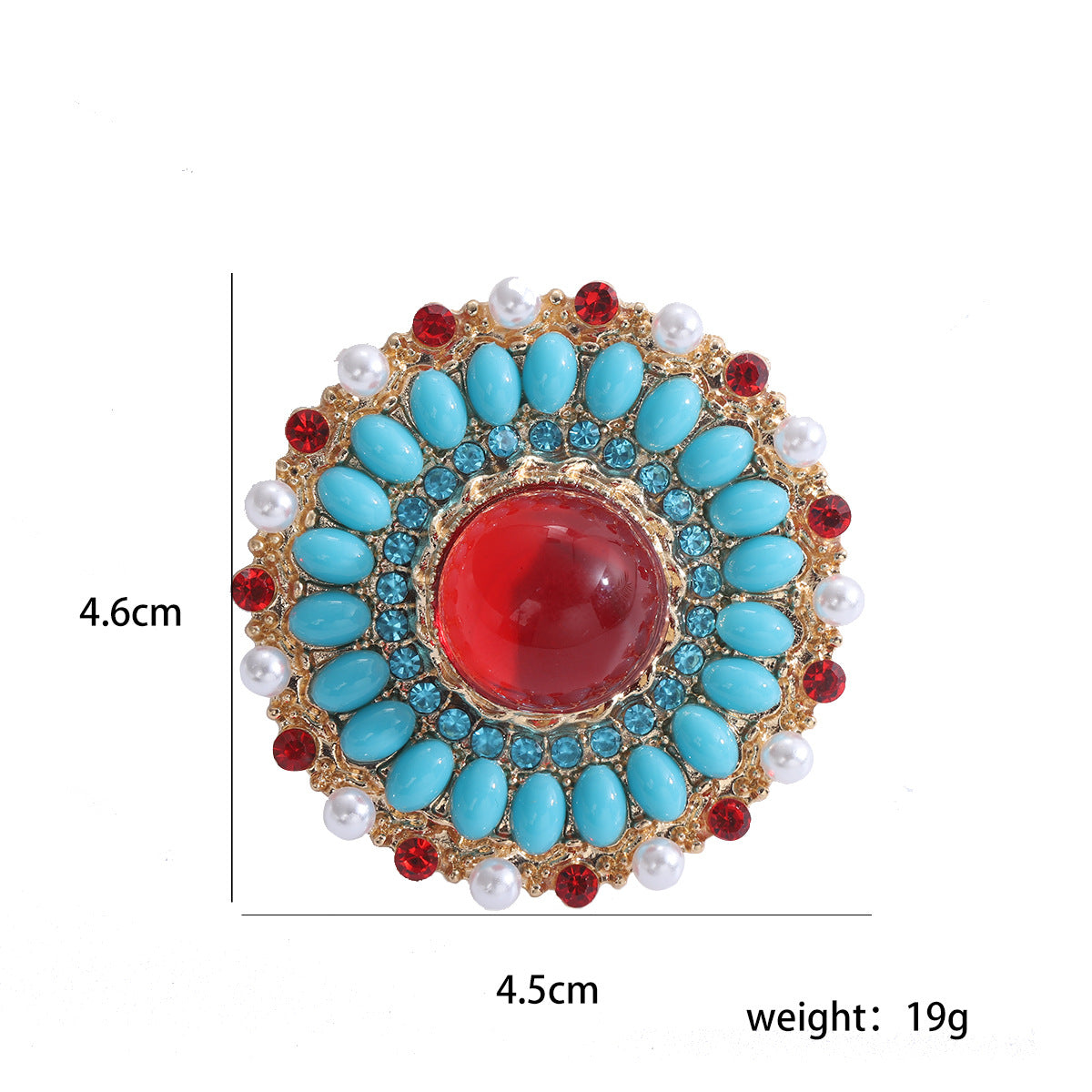 A European, American and Western antique Baroque ruby brooch retro court style women fashion atmospheric clothing accessories pin - Mixbatch