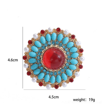 A European, American and Western antique Baroque ruby brooch retro court style women fashion atmospheric clothing accessories pin - Mixbatch