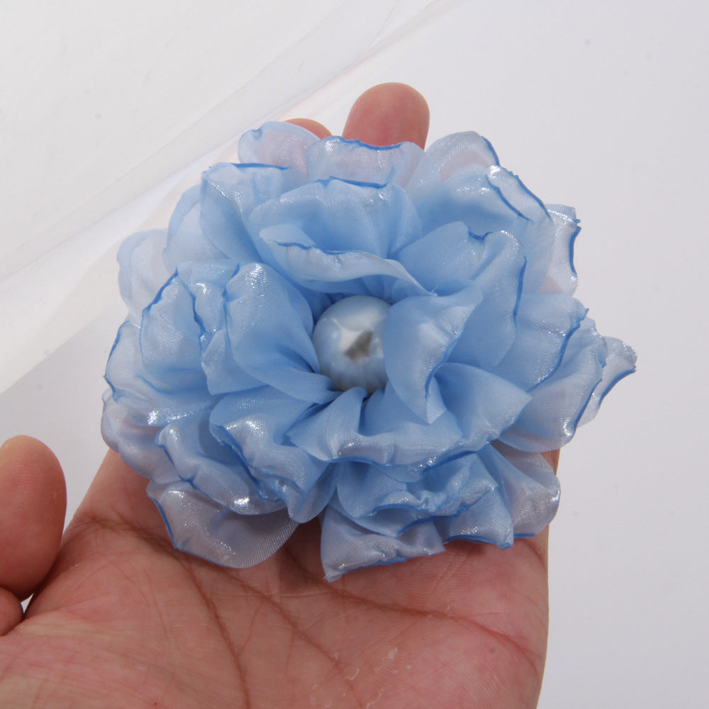 A 9cm large number of spot with pearl cloth flower fabric flower gauze clothing accessories brooch clothing accessories - Mixbatch