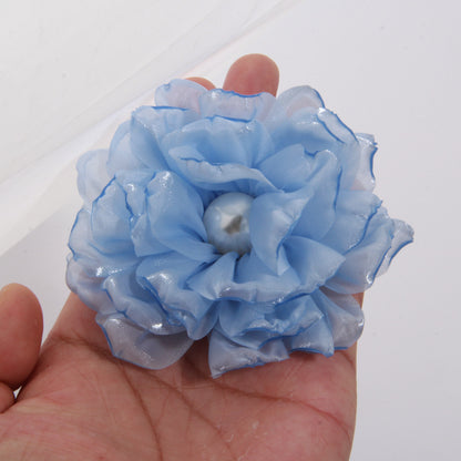 A 9cm large number of spot with pearl cloth flower fabric flower gauze clothing accessories brooch clothing accessories - Mixbatch