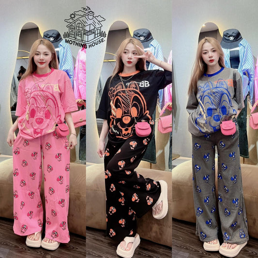 A Pink Casual Suit Women's Summer New Loose Squirrel Short Sleeve Small Foreign Style Age Reduction Two-piece Women's Clothing