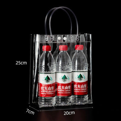 A Spot plastic pvc tote bag, transparent gift packaging bag, milk tea with hand gift, hi candy, portable pvc packaging bag