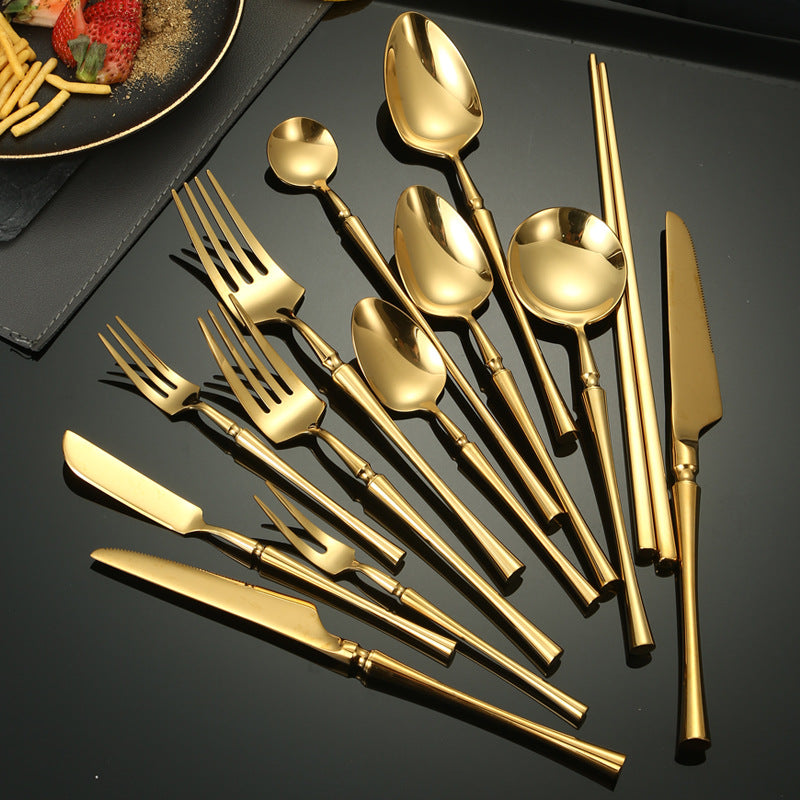 A stainless steel tableware