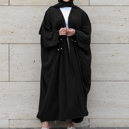 Middle East Dubai Clothing Bat Sleeve Long Dress Fashion Elegant Cardigan Pearl Dress Robe - Mixbatch