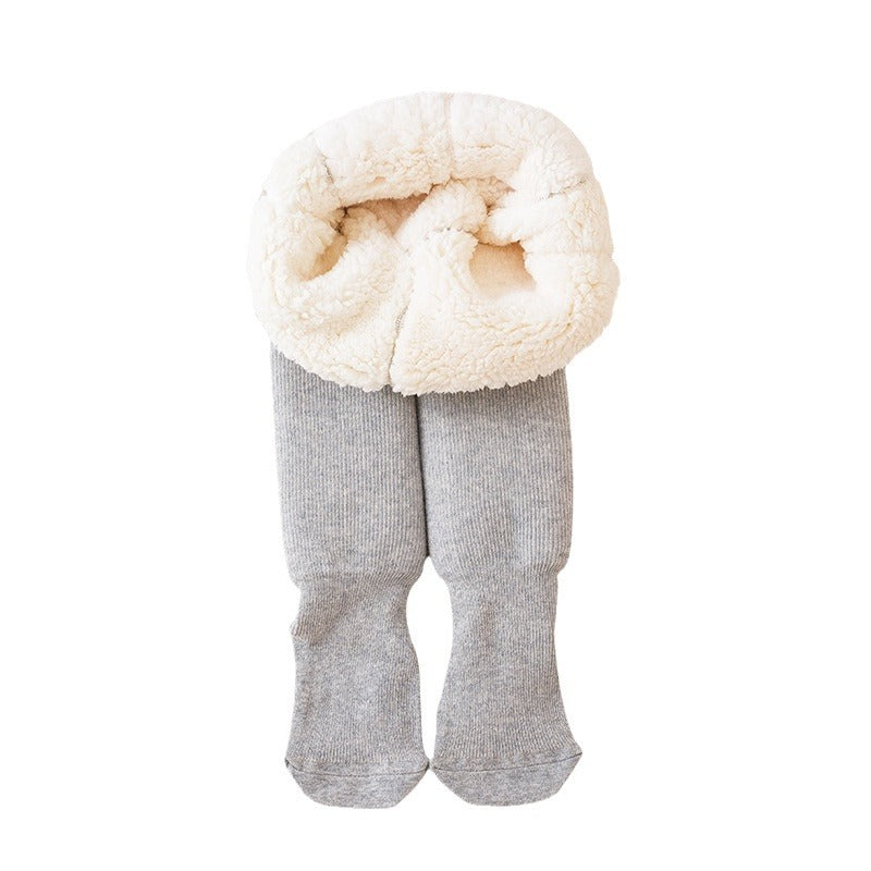 A girls pantyhose autumn and winter children's leggings fleece thickened northeast lamb fleece baby pantyhose baby wear - Mixbatch