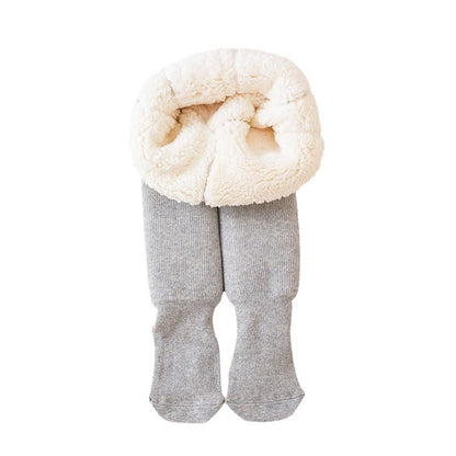 A girls pantyhose autumn and winter children's leggings fleece thickened northeast lamb fleece baby pantyhose baby wear - Mixbatch