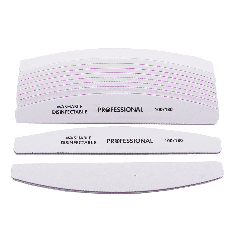 A Nail art tool nail file, white sandpaper grinding strip, half-month double-sided washable wear-resistant nail rubbing strip wholesale - Mixbatch