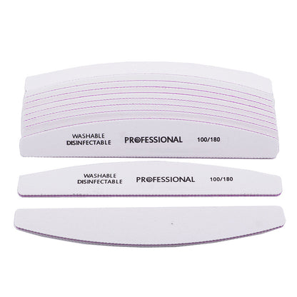 A Nail art tool nail file, white sandpaper grinding strip, half-month double-sided washable wear-resistant nail rubbing strip wholesale - Mixbatch