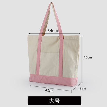 A thickened canvas supermarket environmental protection bag large capacity new cross-border grocery shopping bag strong zipper tote bag can be printed logo - Mixbatch