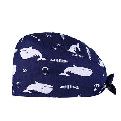 A Surgical cap Printed cap Pure cotton female nurse Baotou Fluffy cap Adjustable Baotou cap Female confinement