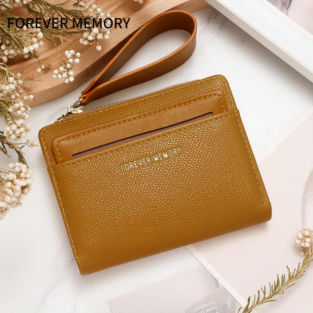 A new women's wallet short solid color card bag women's high-end cross-border zipper change bag source manufacturer