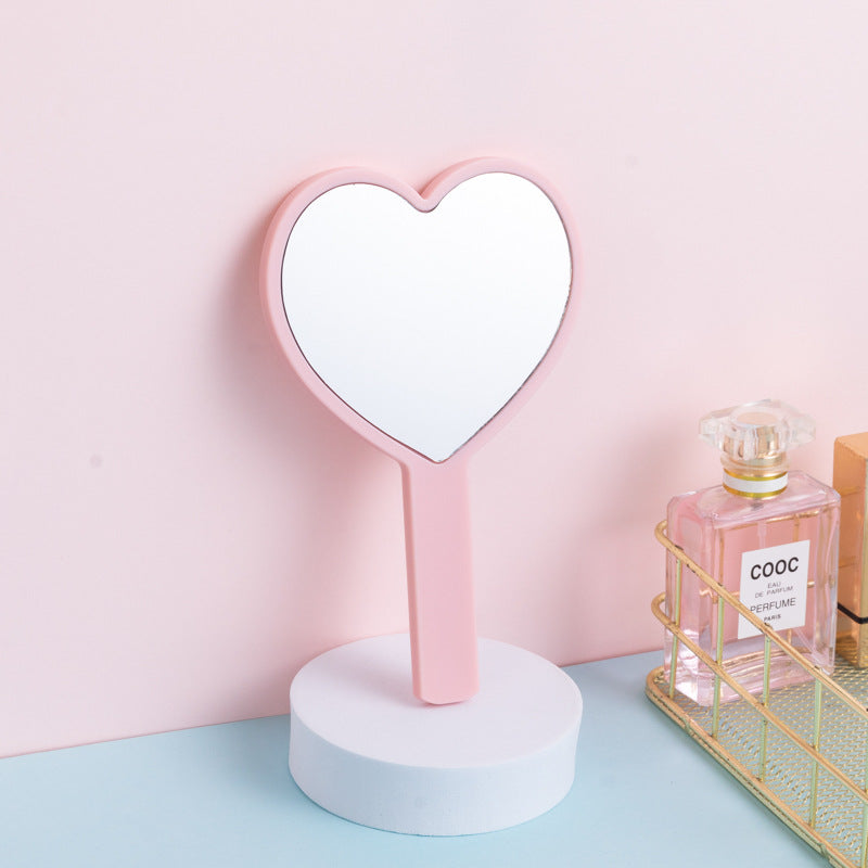 A wholesale love handle mirror portable handheld mirror girls cute small mirror DIY beauty gift dressing mirror - Mixbatch