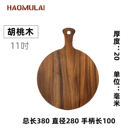 A Round pizza plate Commercial solid wood pizza plate Tray Wooden 9/10/12 inch steak plate Fruit complementary food plate