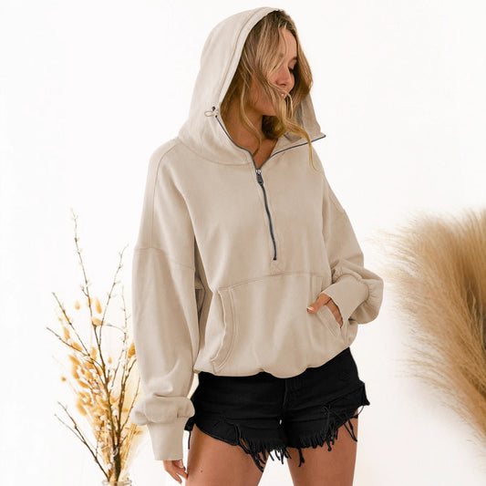 A hooded long-sleeved sweater