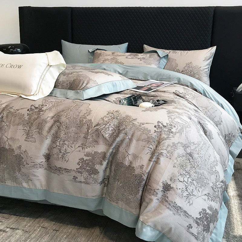 American luxury 200-piece long-staple cotton four-piece high-quality cotton cotton sheets quilt cover master bedroom 4 bedding 3.0kg - Mixbatch