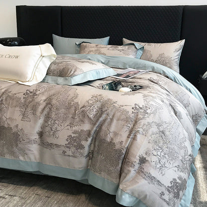 American luxury 200-piece long-staple cotton four-piece high-quality cotton cotton sheets quilt cover master bedroom 4 bedding 3.0kg - Mixbatch