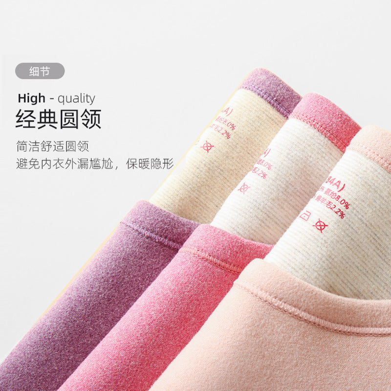 A autumn and winter silk wool thermal underwear female couple German velvet heating thickened primer long johns set wholesale - Mixbatch