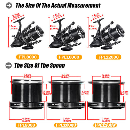 A new extra large far cast wheel double brake spinning wheel double guide rod worm shaft structure carp fishing wheel