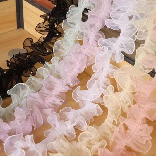 A wholesale 11CM beaded Feixian yarn welt Lolita Eugen yarn lace small fragrant wind hemming yarn clothing accessories - Mixbatch