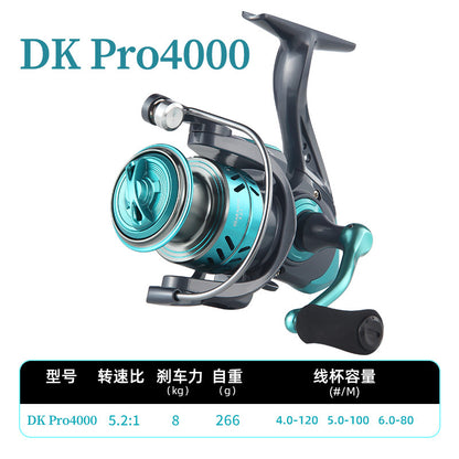 بكرة صيد معدنية سوداء بالكامل، بكرة صيد صغيرة، بكرة صيد لقصبة الصيد البحرية، بكرة صيد كبيرة DK (سمكة وزنها 16 كجم)