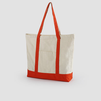 A thickened canvas supermarket environmental protection bag large capacity new cross-border grocery shopping bag strong zipper tote bag can be printed logo - Mixbatch