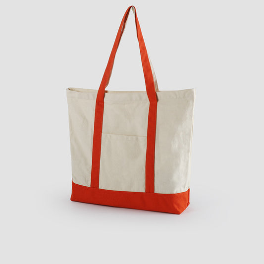A thickened canvas supermarket environmental protection bag large capacity new cross-border grocery shopping bag strong zipper tote bag can be printed logo - Mixbatch