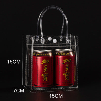 A Spot plastic pvc tote bag, transparent gift packaging bag, milk tea with hand gift, hi candy, portable pvc packaging bag