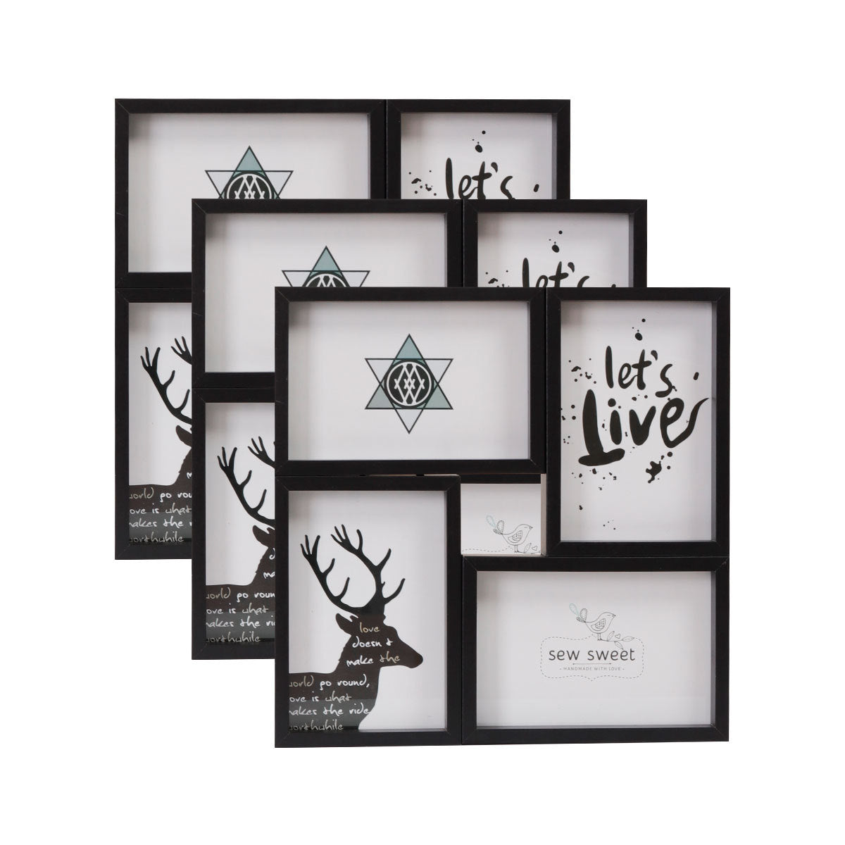 A creative 4-frame 6-inch four-square grid photo frame combination splicing photo wall American photo frame table hanging wall