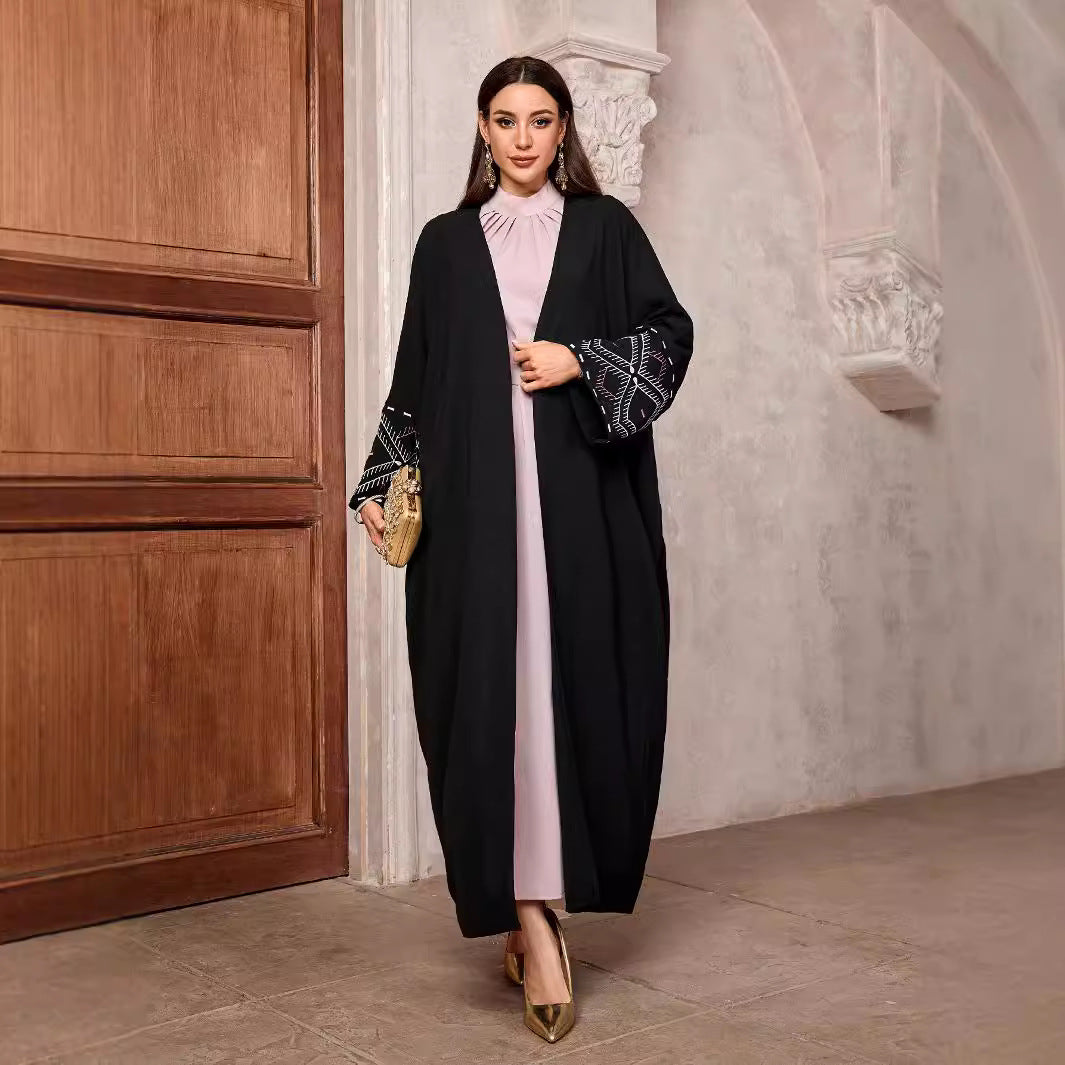 Cardigan Middle Eastern Muslim Robe Elegant Women's Wear Heavy Industry Embroidery Elegant Bat Sleeve - Mixbatch