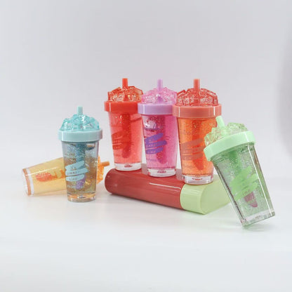 A Micolor Moisturizing Hydrating Lip Oil Cup Tropical Fruit Wine Glass Lip Gloss Anti-Cracking Lip Gloss