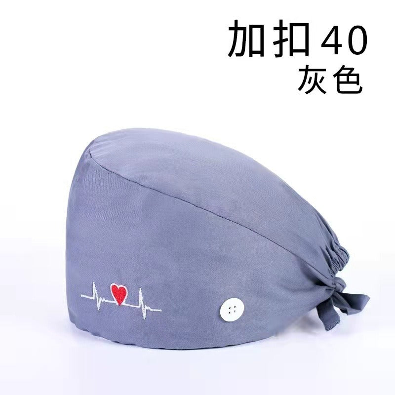 A Cross-border surgical cap Cotton solid color nurse operating room cap Sweat-absorbing and windproof confinement cap Dental dentist cap