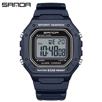 A version of swimming waterproof youth electronic watch simple alarm clock single display small square men and women, student wrist