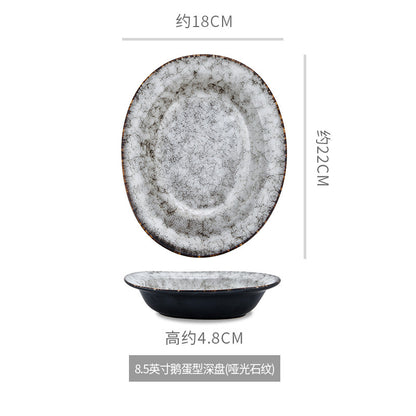 A Japanese creative goose egg-shaped ceramic plate vegetable plate household tableware simple western deep plate pasta plate salad plate