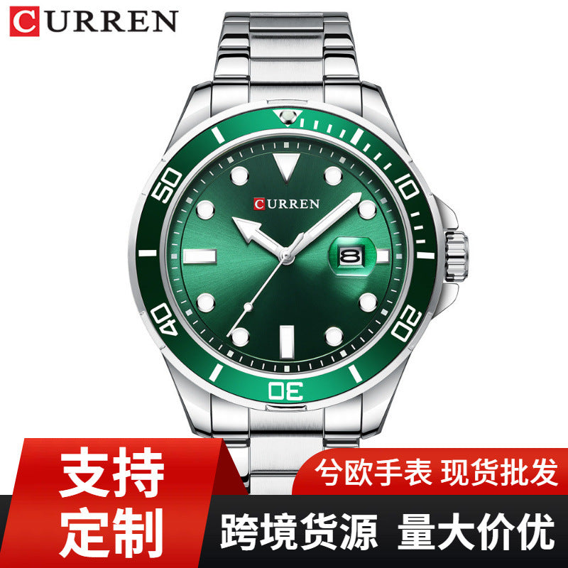 A Curren/Carrion 8388 Men's Watch, Waterproof Quartz Steel Strap Watch, Calendar Quartz watches