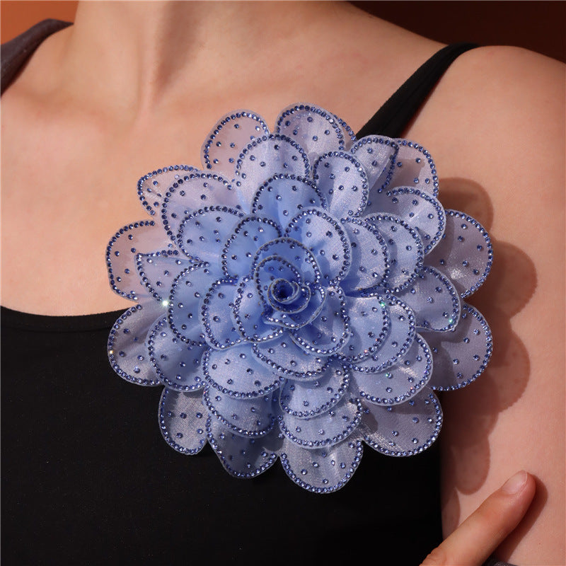 A new 14cm flower rhinestone patch creative clothing brooch decorative flower set with diamond flower clothing accessories - Mixbatch