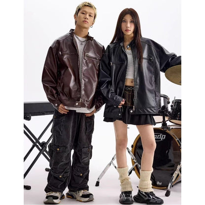 A PU leather jacket jacket