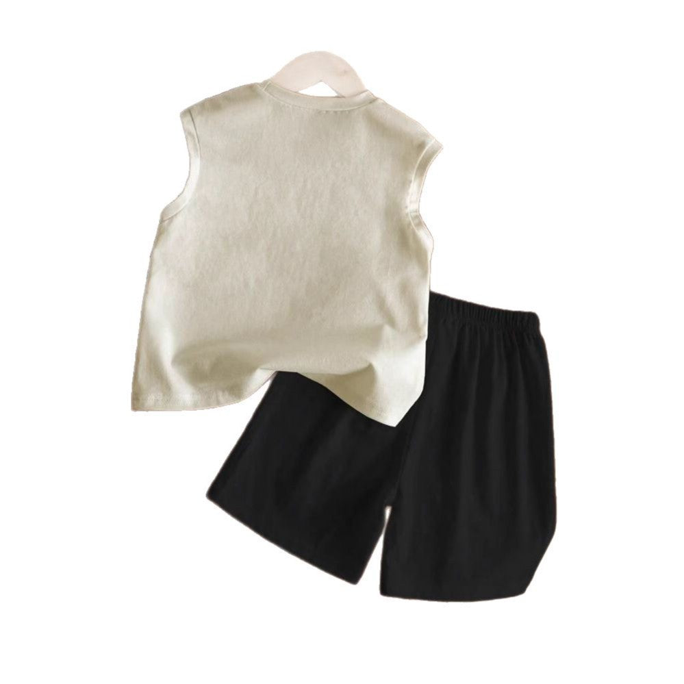 A European, American and foreign trade Amazon summer new hot sale No. 32 printed children's clothing set short-sleeved T-shirt shorts medium and old children
