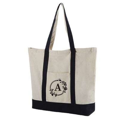 A thickened canvas supermarket environmental protection bag large capacity new cross-border grocery shopping bag strong zipper tote bag can be printed logo - Mixbatch