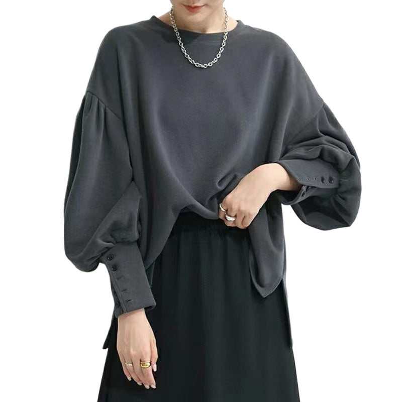 A casual top with long sleeves