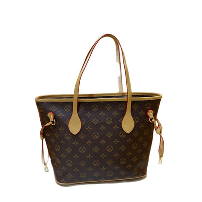 A large-capacity soft leather texture handbag, fashionable printed retro shoulder bag, commuter to work, tablet storage, tote bag.