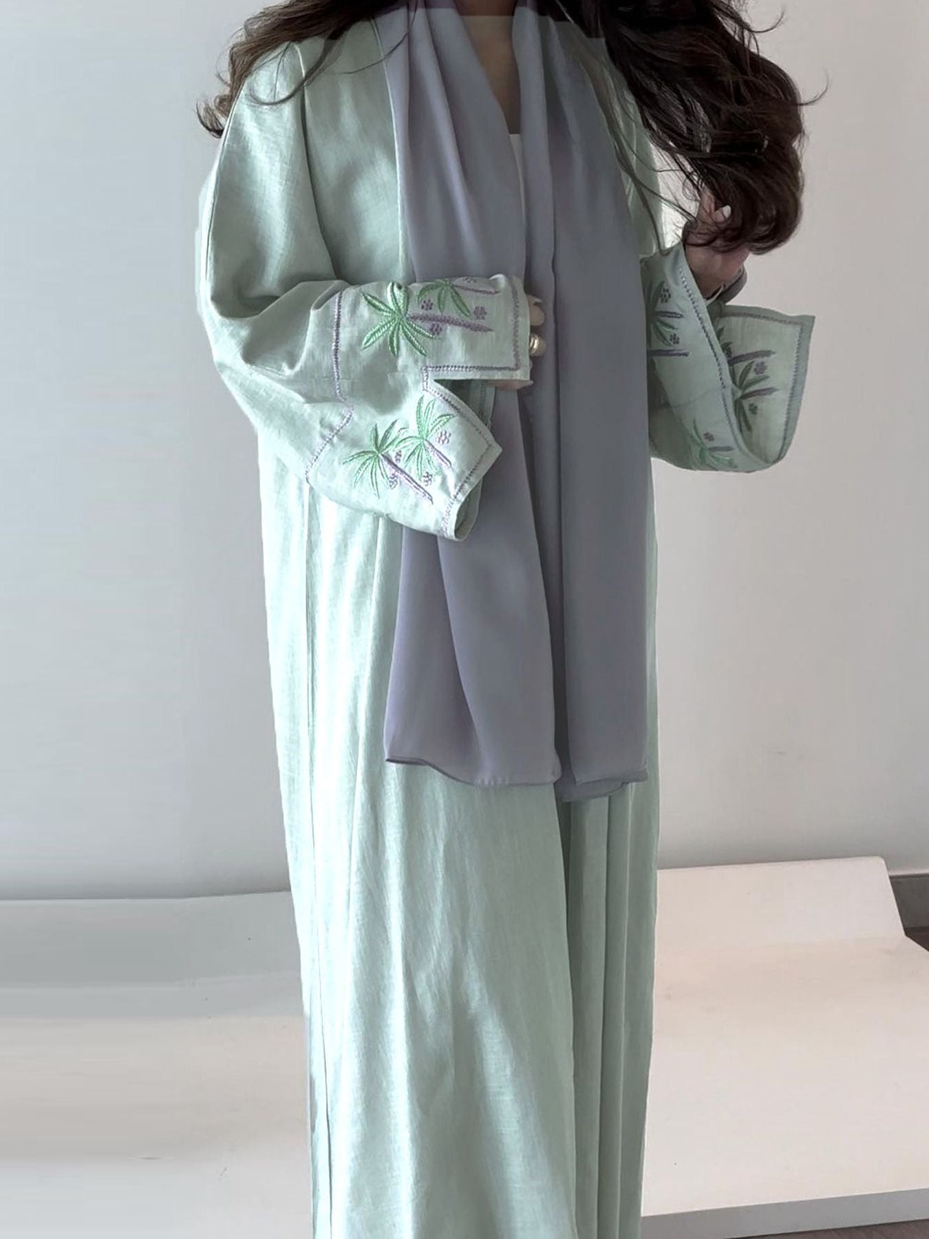 New Embroidered Middle Eastern Muslim Clothing Fashion Elegant Cardigan Human Cotton Dress Robe - Mixbatch