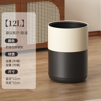 A black walnut wood grain trash can