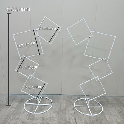 A wrought iron flower stand road guide