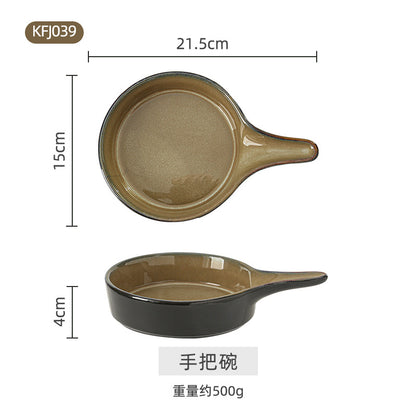 A Japanese-style kiln-changed retro coffee gold creative ceramics simple high-end light luxury cup, bowl, plate and tableware combination set
