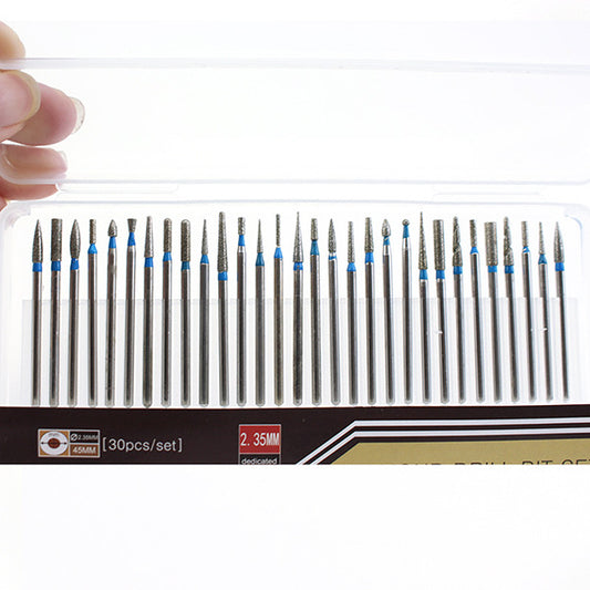 A 2.35mm 30pcs Diamond Nail Grinding Bit Set Accessories