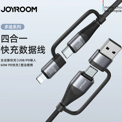 A JOYROOM braided aluminum alloy four-in-one data cable