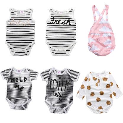 A collection of INS foreign trade children's clothing, men's and women's baby jumpsuit, one piece long sleeved shirt, baby cartoon printed jumpsuit - Mixbatch