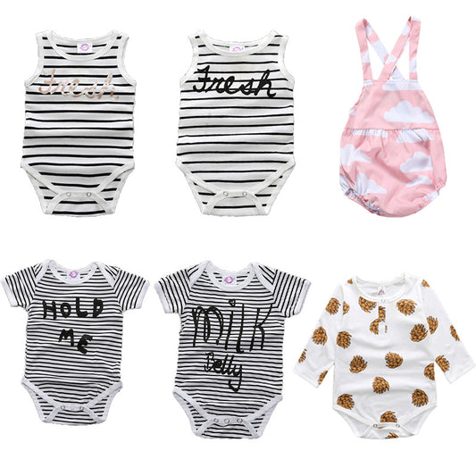 A collection of INS foreign trade children's clothing, men's and women's baby jumpsuit, one piece long sleeved shirt, baby cartoon printed jumpsuit - Mixbatch